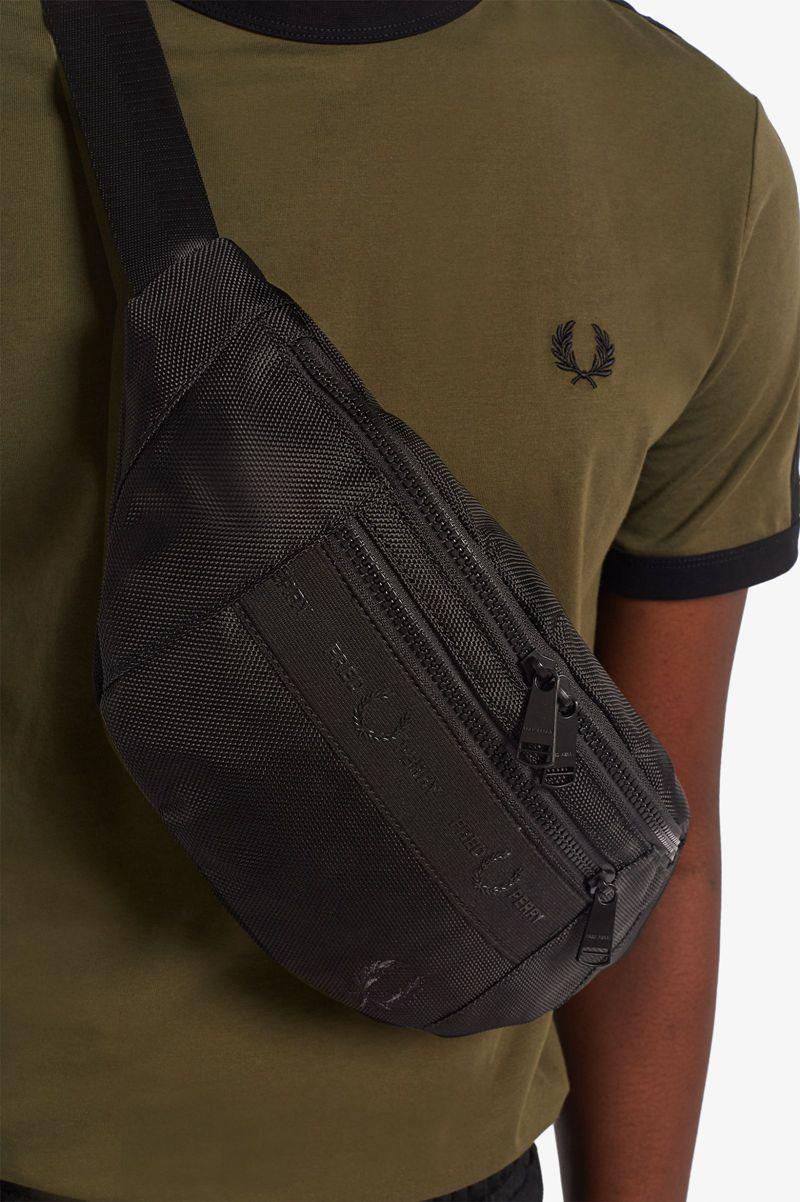 Black Fred Perry Tonal Tape Tricot Crossbody Men's Bags | PH 1057NWYB